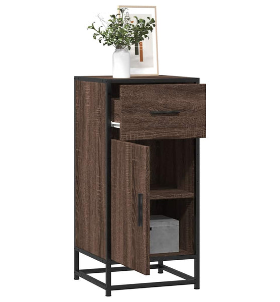 Sideboard Braun Eichen-Optik 35,5x35x76 cm Holzwerkstoff Metall