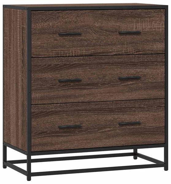 Sideboard Braun Eichen-Optik 68x35x76 cm Holzwerkstoff & Metall