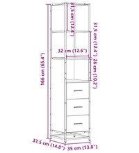 Badschrank Schwarz 35x37,5x166 cm Holzwerkstoff