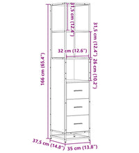 Badschrank Räuchereiche 35x37,5x166 cm Holzwerkstoff