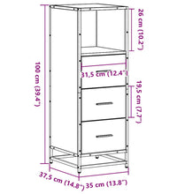 Badschrank Braun Eichen-Optik 35x37,5x100 cm Holzwerkstoff