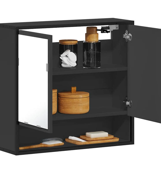 Spiegelschrank Schwarz 65x20x60 cm Holzwerkstoff