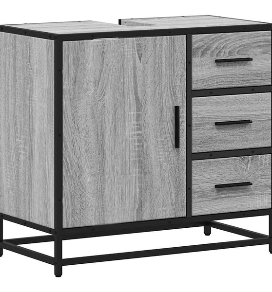 Waschbeckenunterschrank Grau Sonoma 65x33x60 cm Holzwerkstoff