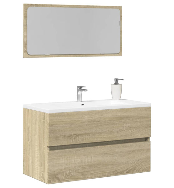 Badschrank mit Spiegel Sonoma-Eiche 80x38,5x45 cm