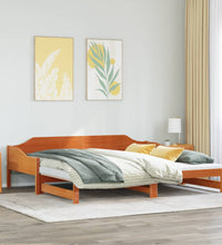 Tagesbett Ausziehbar Wachsbraun 90x200 cm Massivholz Kiefer