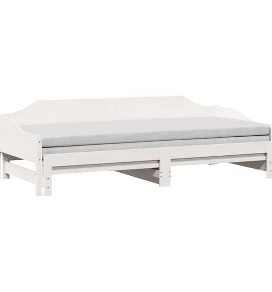 Tagesbett Ausziehbar Weiß 90x190 cm Massivholz Kiefer