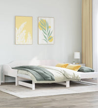 Tagesbett Ausziehbar Weiß 90x190 cm Massivholz Kiefer