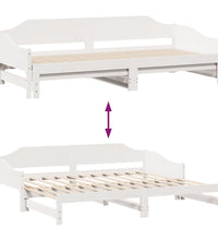 Tagesbett Ausziehbar Weiß 90x190 cm Massivholz Kiefer