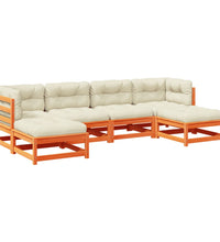 6-tlg. Garten-Sofagarnitur mit Kissen Wachsbraun Kiefernholz
