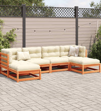 6-tlg. Garten-Sofagarnitur mit Kissen Wachsbraun Kiefernholz