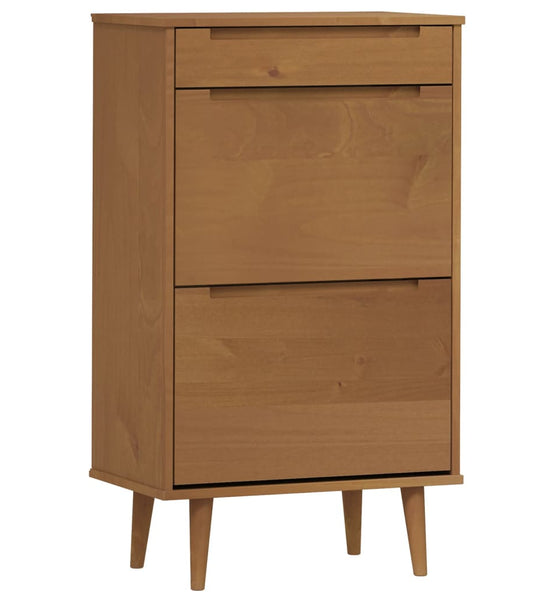 Schuhschrank MOLDE Braun 59,5x35x103 cm Massivholz Kiefer