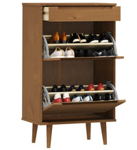 Schuhschrank MOLDE Braun 59,5x35x103 cm Massivholz Kiefer