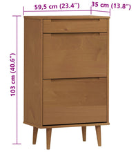 Schuhschrank MOLDE Braun 59,5x35x103 cm Massivholz Kiefer