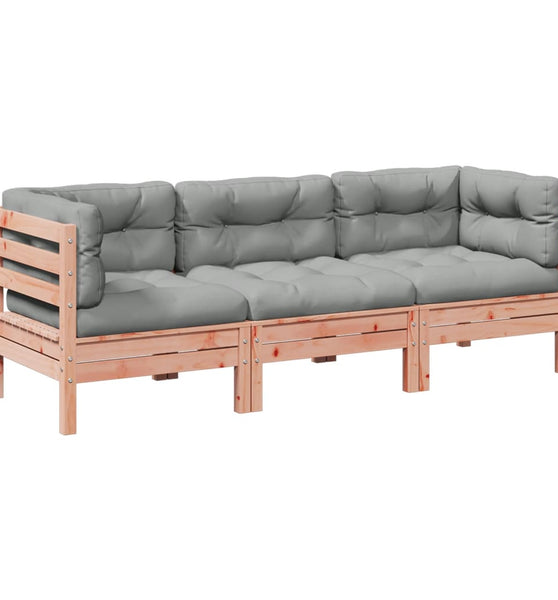 3-tlg. Garten-Sofagarnitur mit Kissen Massivholz Douglasie