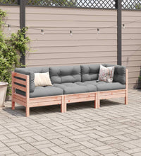 3-tlg. Garten-Sofagarnitur mit Kissen Massivholz Douglasie