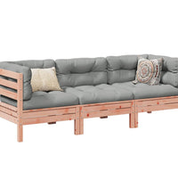 3-tlg. Garten-Sofagarnitur mit Kissen Massivholz Douglasie