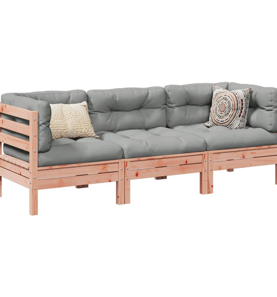 3-tlg. Garten-Sofagarnitur mit Kissen Massivholz Douglasie