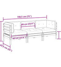 3-tlg. Garten-Sofagarnitur mit Kissen Kiefernholz Imprägniert