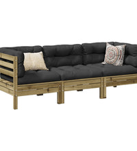 3-tlg. Garten-Sofagarnitur mit Kissen Kiefernholz Imprägniert