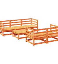 6-tlg. Garten-Sofagarnitur Wachsbraun Massivholz Kiefer