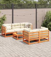 6-tlg. Garten-Sofagarnitur Wachsbraun Massivholz Kiefer