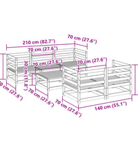 6-tlg. Garten-Sofagarnitur Wachsbraun Massivholz Kiefer