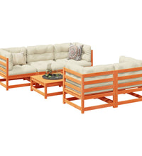 6-tlg. Garten-Sofagarnitur Wachsbraun Massivholz Kiefer