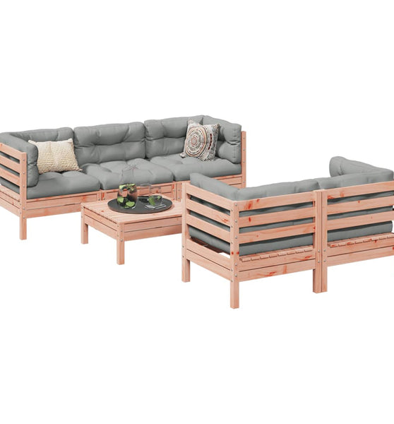 6-tlg. Garten-Sofagarnitur mit Kissen Massivholz Douglasie