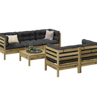 6-tlg. Garten-Sofagarnitur mit Kissen Kiefernholz Imprägniert