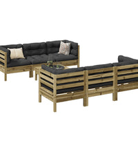 7-tlg. Garten-Sofagarnitur mit Kissen Kiefernholz Imprägniert