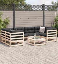 7-tlg. Garten-Sofagarnitur mit Kissen Massivholz Kiefer