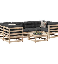 7-tlg. Garten-Sofagarnitur mit Kissen Massivholz Kiefer