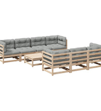 8-tlg. Garten-Sofagarnitur mit Kissen Massivholz Kiefer