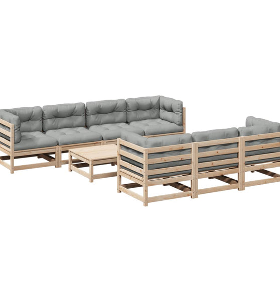 8-tlg. Garten-Sofagarnitur mit Kissen Massivholz Kiefer