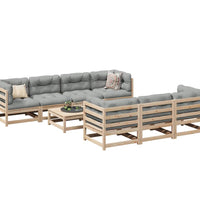 8-tlg. Garten-Sofagarnitur mit Kissen Massivholz Kiefer