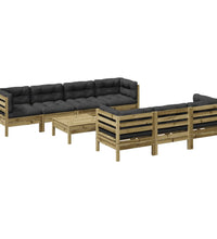 8-tlg. Garten-Sofagarnitur mit Kissen Kiefernholz Imprägniert