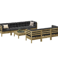 8-tlg. Garten-Sofagarnitur mit Kissen Kiefernholz Imprägniert