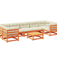 8-tlg. Garten-Sofagarnitur mit Kissen Wachsbraun Kiefernholz