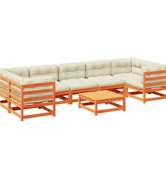 8-tlg. Garten-Sofagarnitur mit Kissen Wachsbraun Kiefernholz