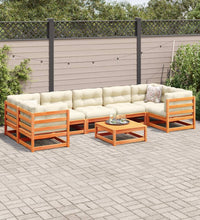 8-tlg. Garten-Sofagarnitur mit Kissen Wachsbraun Kiefernholz