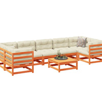 8-tlg. Garten-Sofagarnitur mit Kissen Wachsbraun Kiefernholz
