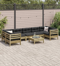 8-tlg. Garten-Sofagarnitur mit Kissen Kiefernholz Imprägniert