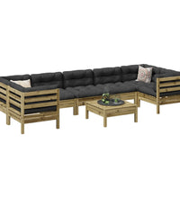 8-tlg. Garten-Sofagarnitur mit Kissen Kiefernholz Imprägniert