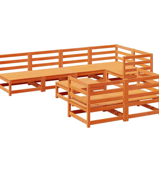 8-tlg. Garten-Sofagarnitur Wachsbraun Massivholz Kiefer