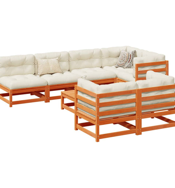 8-tlg. Garten-Sofagarnitur Wachsbraun Massivholz Kiefer