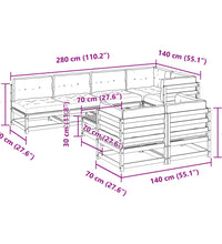 8-tlg. Garten-Sofagarnitur mit Kissen Massivholz Douglasie