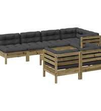 8-tlg. Garten-Sofagarnitur mit Kissen Kiefernholz Imprägniert