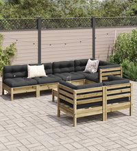 8-tlg. Garten-Sofagarnitur mit Kissen Kiefernholz Imprägniert
