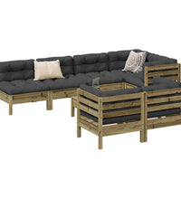 8-tlg. Garten-Sofagarnitur mit Kissen Kiefernholz Imprägniert