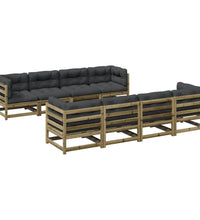 9-tlg. Garten-Sofagarnitur mit Kissen Kiefernholz Imprägniert